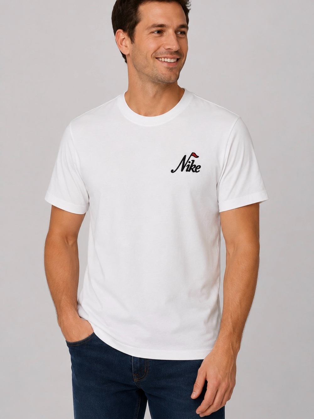 Nike White Short Sleeve T-Shirt with Script Logo